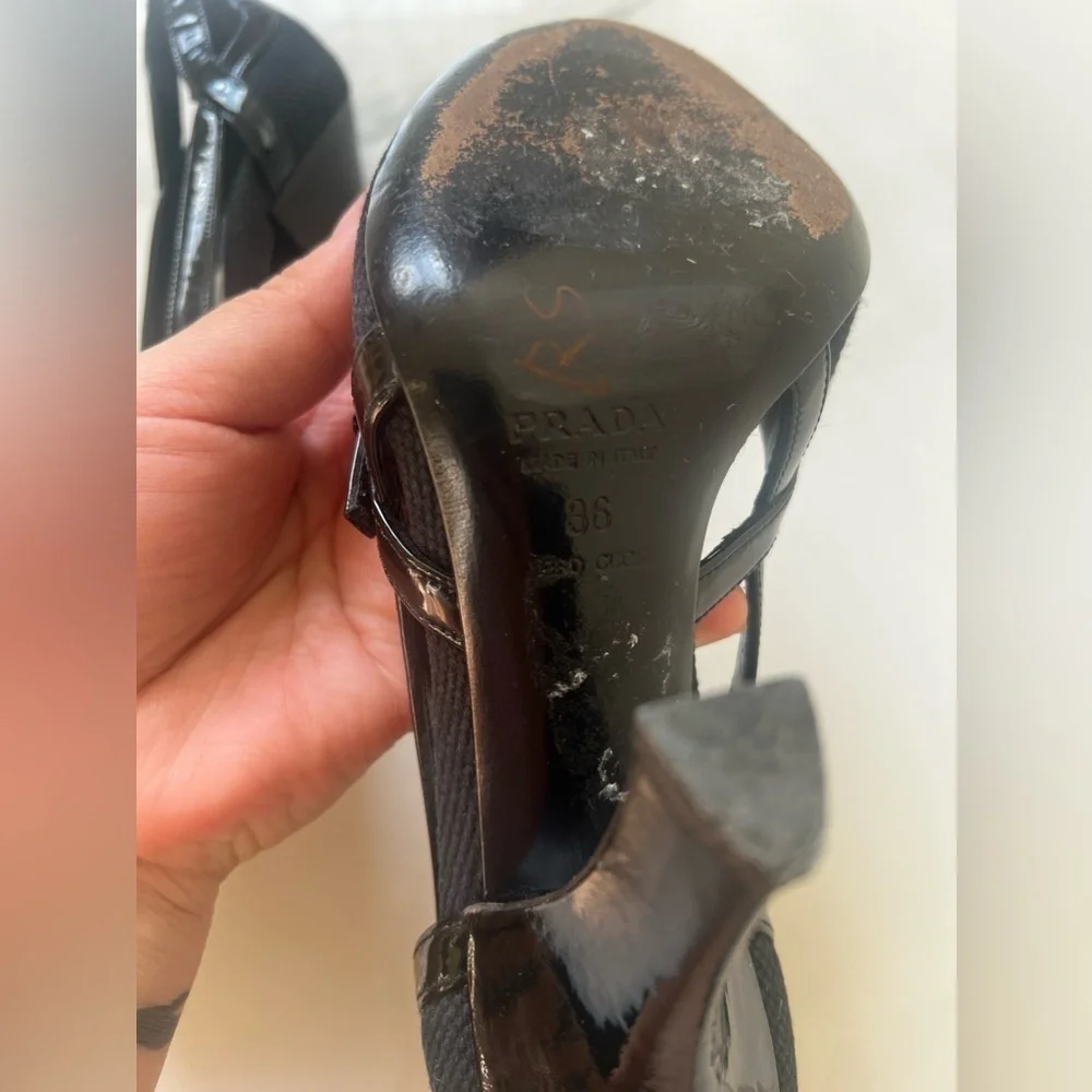 PRADA vero cuoio Sandals Heels sz 36 (6)
